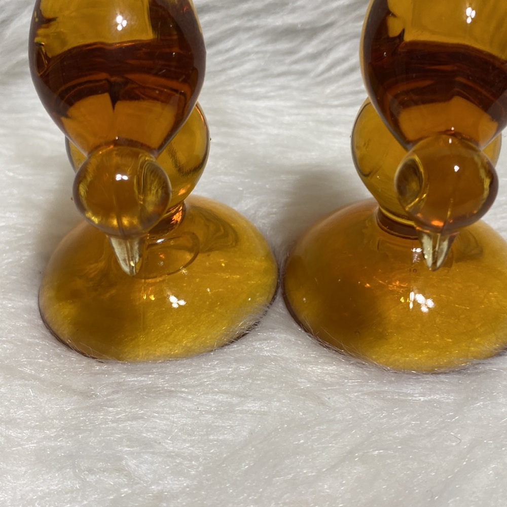 Viking Amber Art Glass Long Tail Birds - Picture 9 of 12